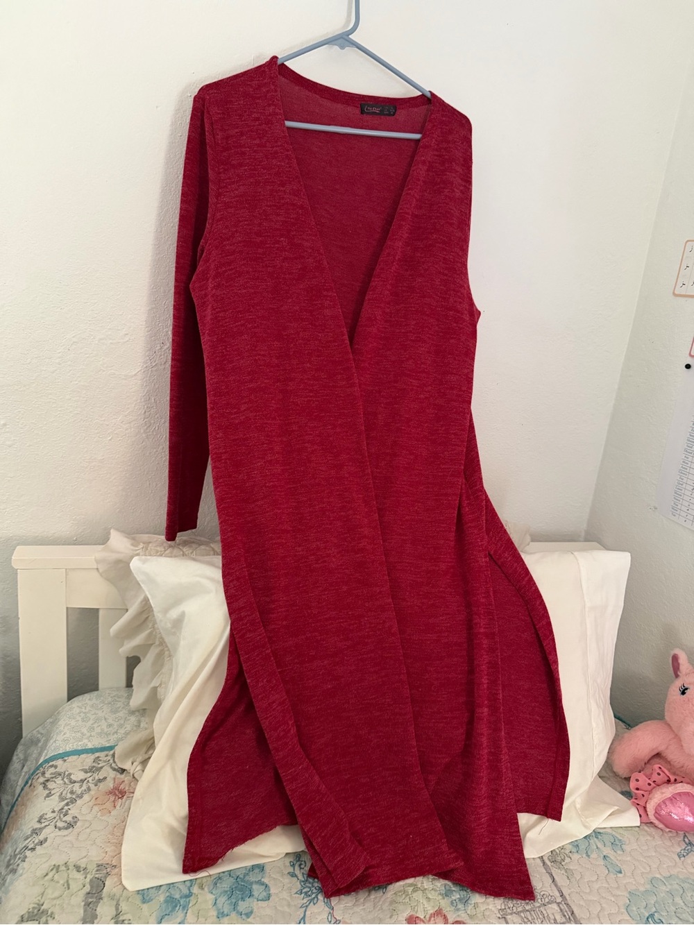 Cozy Long Sleeve Red Wrap Dress